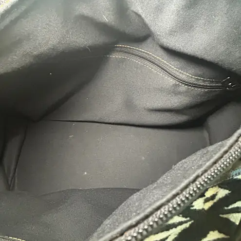 Casa de Oso Peru Leather Wool Duffel Bag Weekender Aztec Tribal Geometric Travel Black