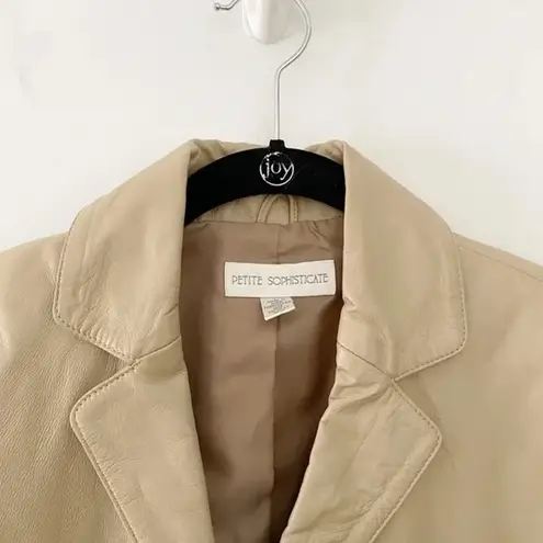 Petite Sophisticate Vintage 90s Leather Jacket Cream Size P
