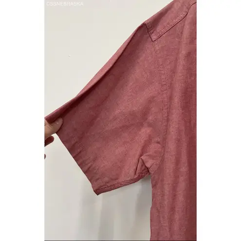 L.L. Bean Pink Cotton Short Sleeve Button Down Shirt Pink Men's