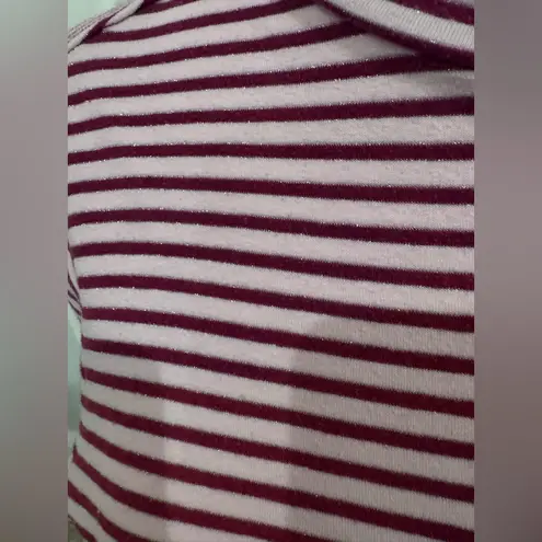 White Stag Pink Burgundy Stripe Turtleneck Top L | Cozy Sparkle Christmas Look