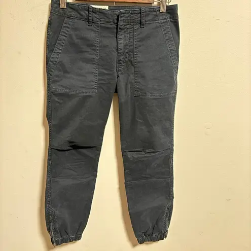 Nili Lotan Cropped Military Jogger Ankle Zipper Charcoal Black Pants