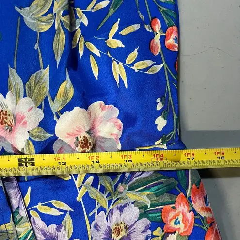 Yumi Kim Womens Silk Blue Floral Amalfi Coast Lexey Sleeveless Wrap Dress Medium