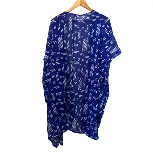 RAJ Duster Kimono Blue White One Size Short Sleeves Open Style Boho Nautical NEW Black