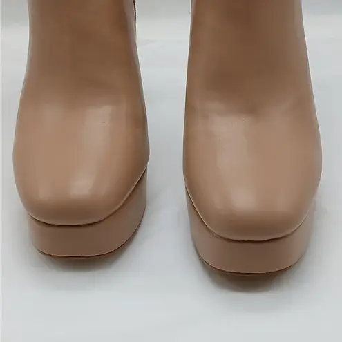 INC International Concepts Alize Platform Booties Women 9M Tan Faux Leather Boot Size 9