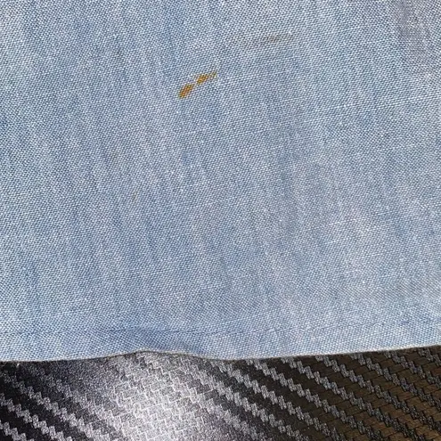 Vintage Liz Claiborne Light Wash Denim Ruffle Trim Long Sleeve A Line Dress 14 Blue