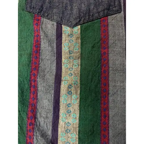 Vintage 90s Huntington Ridge Denim Shirt Womens M 1993 Striped Button Up Blue Size M