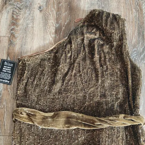 Retrofête Retrofete Ella Sequin Dress in Olive One Shoulder Belt Size Medium NWT