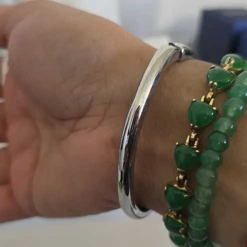 Silver Clamper Hinge Bracelet CZ Hello Kitty Design