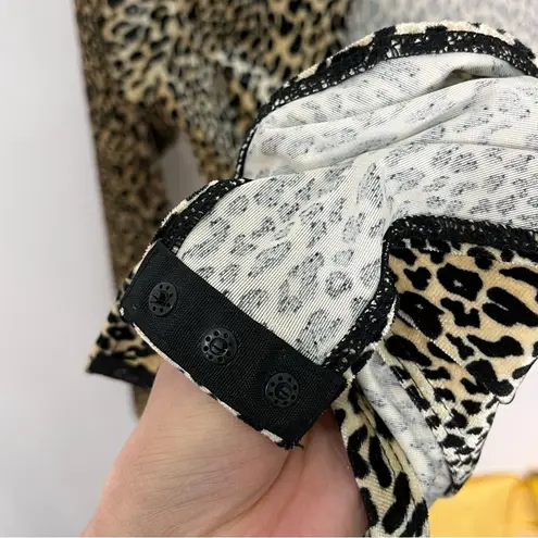 H&M  Leopard Print Long Sleeve Velvety Bodysuit M