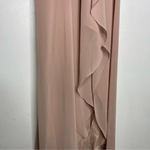 Jenny Yoo Farrah Ruffle Chiffon Gown Pink Size 8