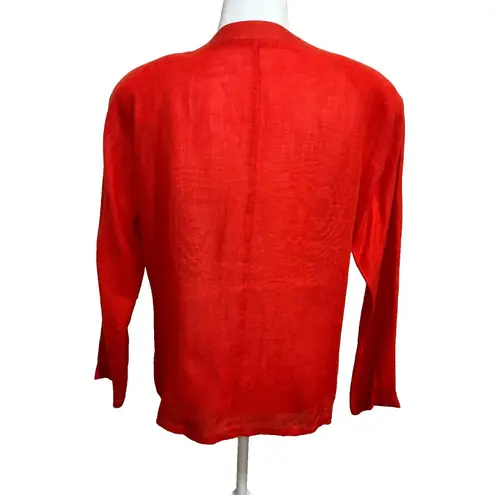 Vtg I. Magnin Linen Blazer Womens 12 Red 80s/90s Minimalist Retro Holiday