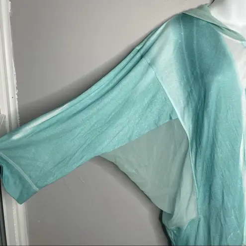 ESCADA SPORT Jacket Womens Large Athleisure Tie Dye Lightweight Silk Hooded Luxe Blue