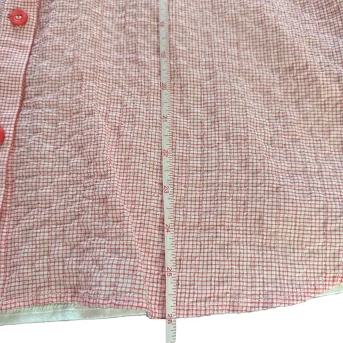 UGG ‎ Top Blouse Shirt Women Size L White Red Cotton Long/S Up Collared Button