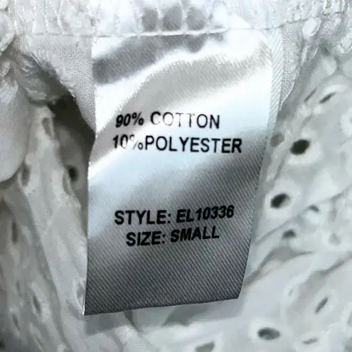 Elan Aria White Eyelet Off The Shoulder Cropped Top Small NWT