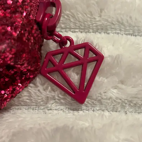 SENEGENCE Pink Glitter Cosmetic Bag Diamond Charm Zipper Pouch Makeup Organizer