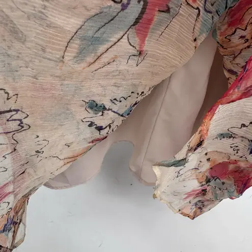 Greylin Tiered Romantic Maxi Dress Small Silk Floral Cottagecore Fairy Boho