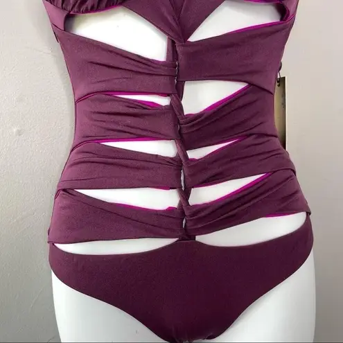 A.CHE Purple Cutout One Piece Swimsuit Size 4 B Cup Baddie Vacation Beach Pool