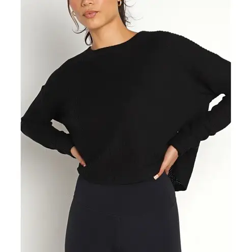 Beyond Yoga Black Waffle Knit Living Easy Lounge Set Sweater Jogger Pants Sz M