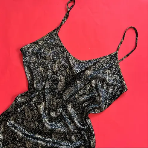 Vintage Black and Gold Paisley Chemise Size M