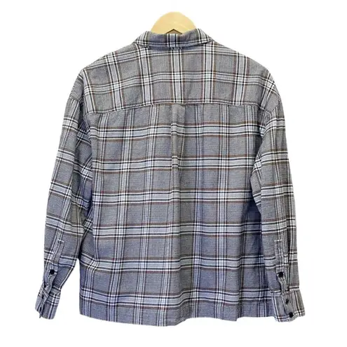 Madewell  Plaid Westlake Shirt Gray Plaid Flannel Size Medium Grunge Casual Boxy