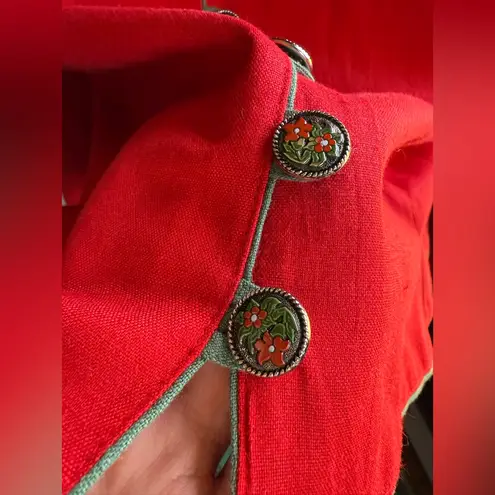 Vintage Meico Landhaus holiday poinsettias skirt jacket set, size EU 46 Red