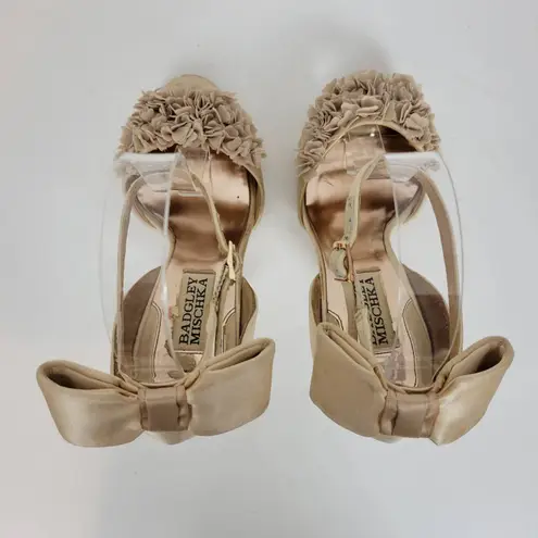 Badgley Mischka LELAH Womens Sandal Size 5.5 Cream Frilly Wedding Bridal Heels