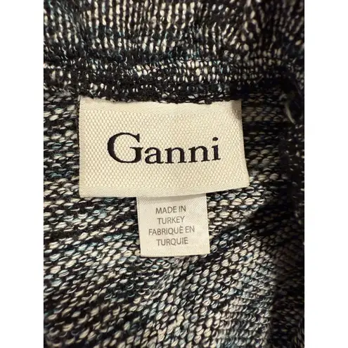 Ganni Anthropologie Pinnacle Tweed Knit Ruffle Mock Neck Fit and Flare Dress M