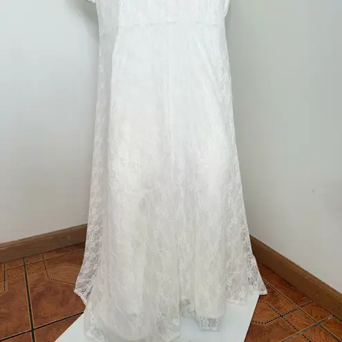 Lulus White Lace Bustier Maxi Dress – Size L – Stretch Fit Bridal Gown – New Size L