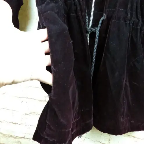 LA De DA Velvet Cinch Waist Jacket Women M Red Relaxed Zip Whimsigoth Fairy Size M