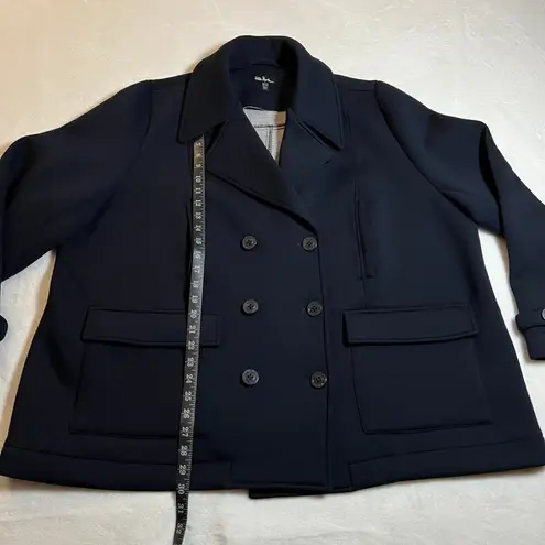 Ulla Popken Scuba Fabric Double Breasted Peacoat Jacket Size 24/26 Classic Blue