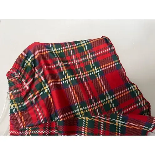 Unbranded red green plaid bow tie front elastic waist sleepwear short shorts Med