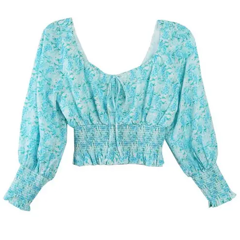 RIXO LONDON Helena Blouse, Italian Floral & Blue Green, XS White