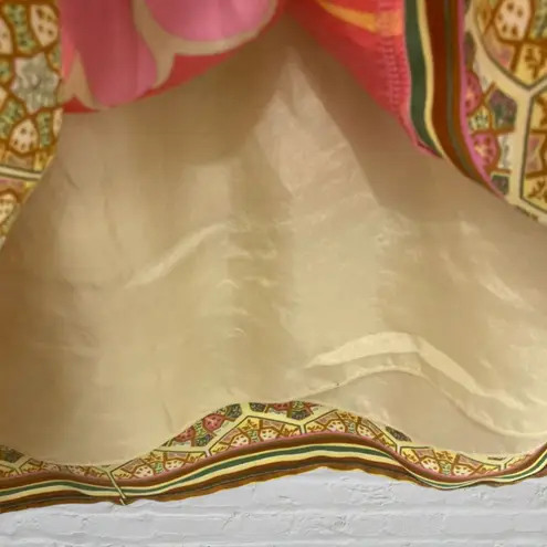 Hale Bob Silk Floral Boho Shift Dress S – Coral Pink Yellow Resort