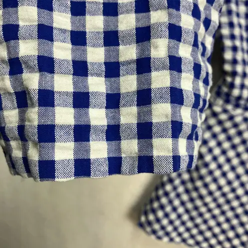 Isaac Mizrahi Live Blue Gingham Zipper Front Peplum Jacket Women's Size 10