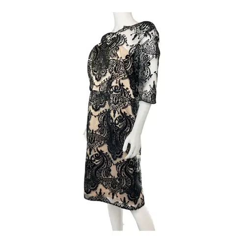 Tahari Arthur S. Levine Black Lace Dress Cocktail Party Evening Sheath Size 14