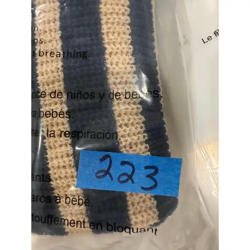 Anthropologie Flat White High Rise Wide Leg Pants Knitted Striped Blue Size XS