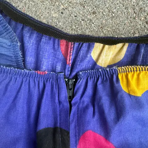 Vintage handmade blue Polkadot clown suit with pom detail on front MEDIUM?