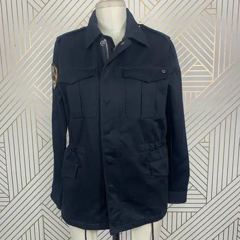 Zadig & Voltaire Kayak Mili Skull Military Jacket in Black Gold Size US XS