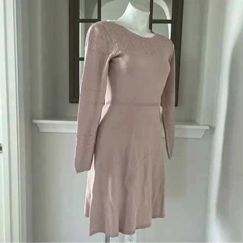 Julia Jordan Fit & Flare Knit Sweater Dress Long Sleeve Blush Size M, New w/Tag