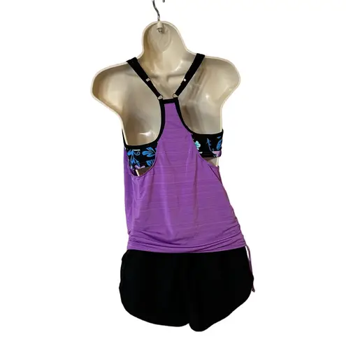 Gerry Purple Floral Racerback Tankini Top S Active Swim Style