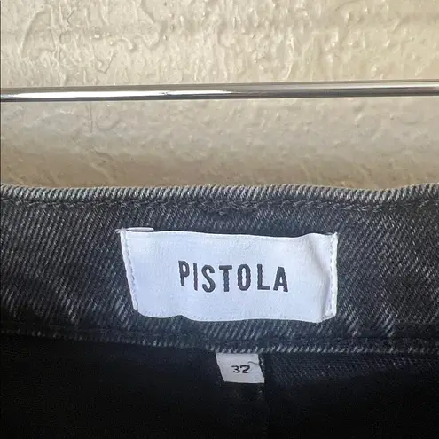 Pistola  Eli high rise washed black arched leg barrel jeans