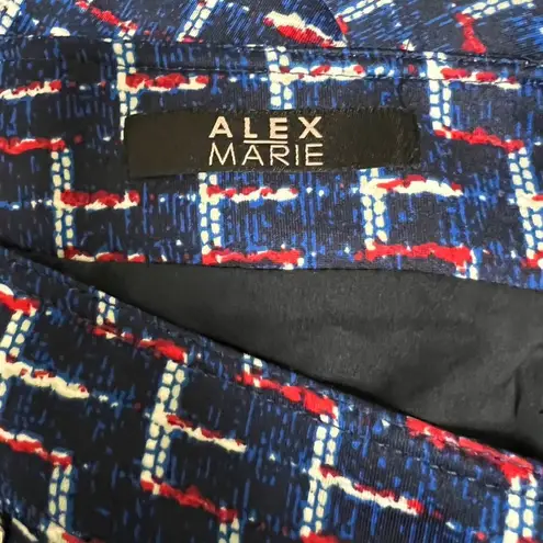 Alex Marie Women size 10 Pencil Skirt blue Red White zipper accents M AQG-B