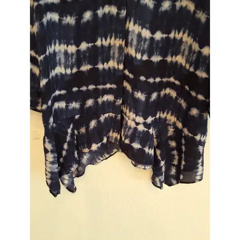 Simply Vera, Vera Wang Simply Vera Vera Wang Women's XL Navy Blue White Tie-Dye Button Down Blouse