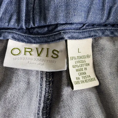 Orvis  Women's Midweight Relaxed Fit Tencel Blend Blue Chambray Pants Size Large