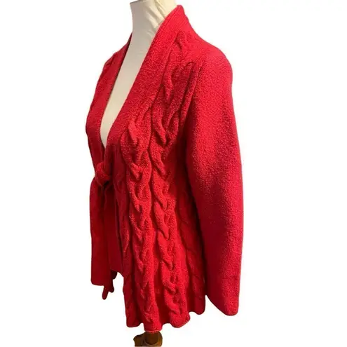 Inc International Concepts Red Cable Knit Cardigan with Tie at Chest Size X