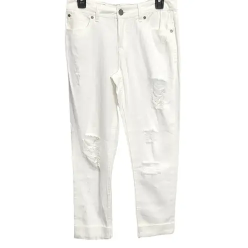 Elan Boyfriend DenimĀ Distressed White Ripped JeansāSizeāSmall