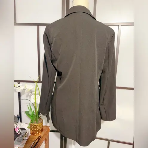 Marc New York NWT$99 Sz M Black Long jacket Golden Logo Button Pockets