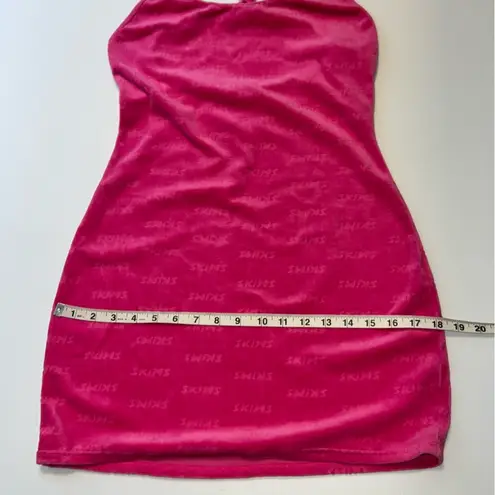 SKIMS KIM KARDASHIAN Hot Pink Velour Logo Mini Dress