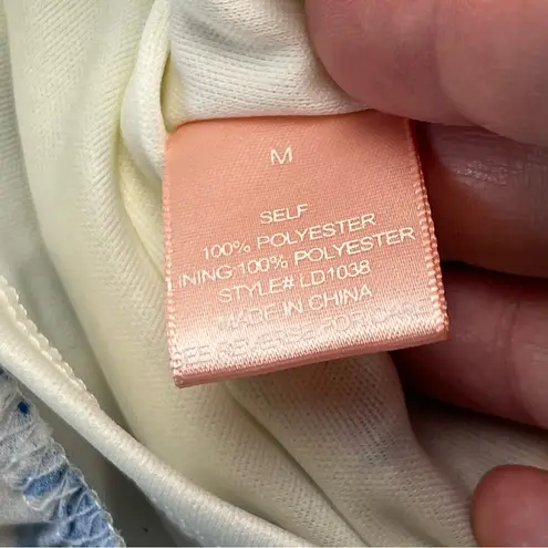 Love Colette Off The Shoulder Maxi Dress Blue White Floral Womens Size Medium