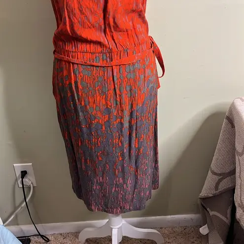 Monsoon Elegant Red and Gray tie waist side pockets Women's Dress